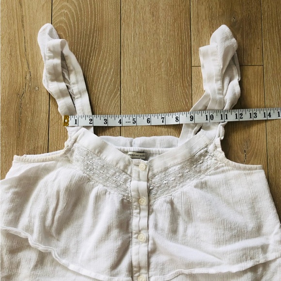 American Eagle Outfitters Lace Detailed Tiered Ruffle Top in White Size M - Picture 2 of 11